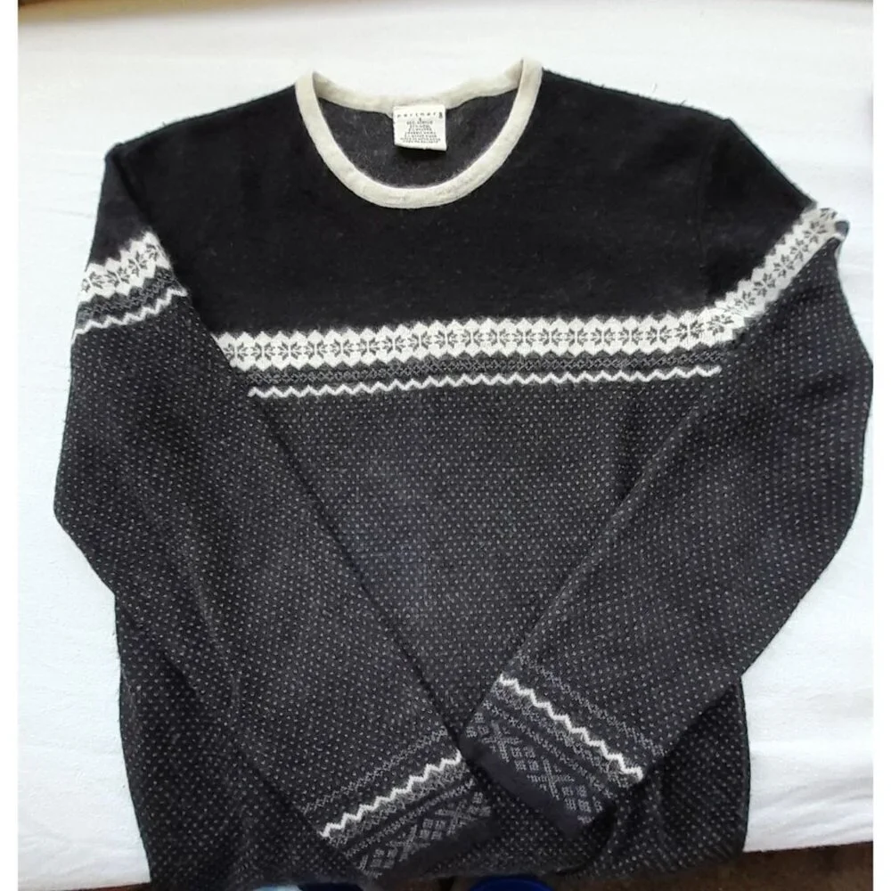 Vtg Womens Small Fair Isle Nordic Snowflake Holiday Wool Angora Soft  Sweater
